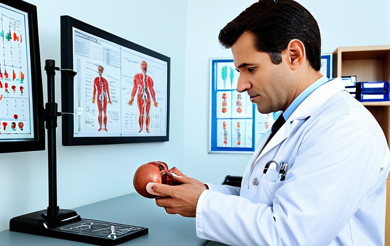 **

"A fully clothed doctor in a professional lab coat, examining a kidney model in a brightly lit medical office. Background includes medical charts and equipment. Perfect anatomy, correct proportions, well-formed hands, safe for work, appropriate content, family-friendly, high quality rendering."

**