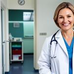 **

"A skilled female doctor wearing a clean, white coat, stethoscope around her neck, smiling gently in a bright, modern hospital office, fully clothed, appropriate attire, safe for work, perfect anatomy, natural pose, professional photography, high resolution, family-friendly."

**