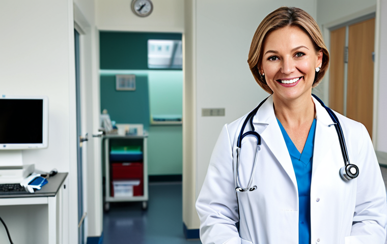 **

"A skilled female doctor wearing a clean, white coat, stethoscope around her neck, smiling gently in a bright, modern hospital office, fully clothed, appropriate attire, safe for work, perfect anatomy, natural pose, professional photography, high resolution, family-friendly."

**
